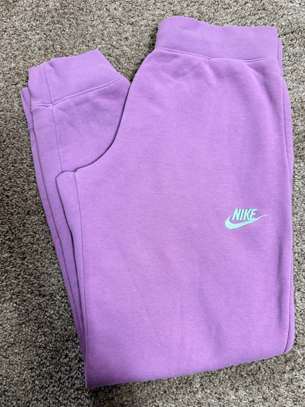 Nike Girls Purple Jogger Sweatpants with Mint Logo